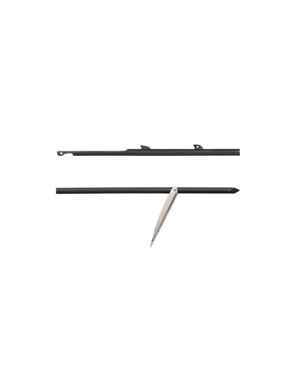 Rob Allen single barb speargun shaft 7.5 mm with two shark fins and tri-cut tip